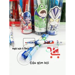 Lon 12 Cây Bút Gel Bấm Xoá Được Mẫu Hoạt Hình Cho Bé Trai, Mực Màu Xanh,Tím,Ruột Bút Thay Thế Được (Mẫu Ngâu Nhiên) 5