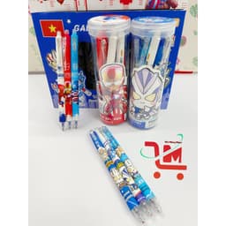 Lon 12 Cây Bút Gel Bấm Xoá Được Mẫu Hoạt Hình Cho Bé Trai, Mực Màu Xanh,Tím,Ruột Bút Thay Thế Được (Mẫu Ngâu Nhiên) 1