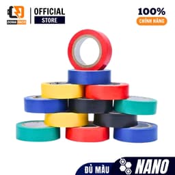 Băng keo điện Nano chính hãng dài 20 ya màu đen, trắng, đỏ, vàng, xanh lá, băng dính điện Nano 3