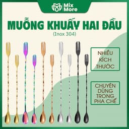Muỗng khuấy 2 đầu inox 304, thìa barspoon pha cooktail, cà phê, trà cao cấp, sang trọng Mixmore 1