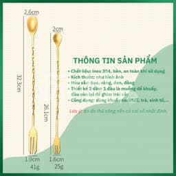 Muỗng khuấy 2 đầu inox 304, thìa barspoon pha cooktail, cà phê, trà cao cấp, sang trọng Mixmore 2