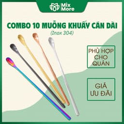 Combo 10 muỗng,thìa khuấy inox 304 cán dài dùng pha cà phê,trà cao cấp sang trọng Mixmore 1