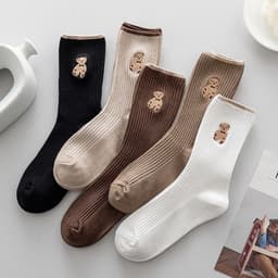 Sét 5 Đôi Tất Gấu Tất Gấu Cổ Cao Siêu Đẹp Sang Chảnh Và Thời Trang Phong Cách Hàn Quốc 3