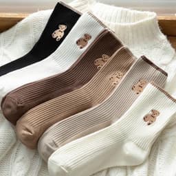 Sét 5 Đôi Tất Gấu Tất Gấu Cổ Cao Siêu Đẹp Sang Chảnh Và Thời Trang Phong Cách Hàn Quốc 7