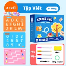 Bộ Tập Tô Viết Xoá thông minh 64 trang-Tặng kèm 6 bút màu-Rèn kĩ năng sớm cho bé từ 2-5 tuổi 6