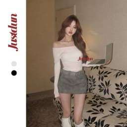 Áo Trễ Vai Tay Dài Nữ JUSTDUN D69 - Ôm Body, Basic, Cotton Mềm Mịn, Tôn Dáng, Thoáng Mát, Co Giãn 5