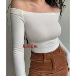 Áo Trễ Vai Tay Dài Nữ JUSTDUN D69 - Ôm Body, Basic, Cotton Mềm Mịn, Tôn Dáng, Thoáng Mát, Co Giãn 8