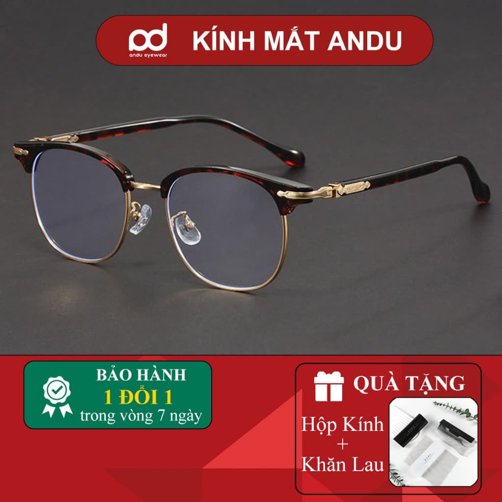 Gọng kính cận thời trang nam nữ NARO EYEWEAR dáng browline chống tia UV chất liệu TITAN - 00AD249