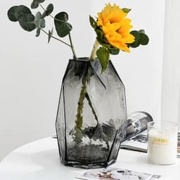 Bình hoa thuỷ tinh hình đa giác màu xám khói hiện đại - HDBTT0001 5