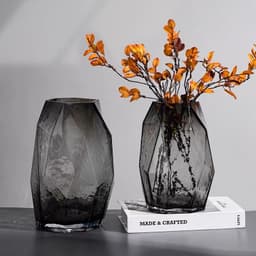 Bình hoa thuỷ tinh hình đa giác màu xám khói hiện đại - HDBTT0001 2
