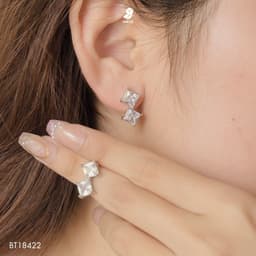 Bông Tai Đá Vuông NHÀ CÚ Đính Đá Cz Zircon 5A Cây Xỏ Bạc 925 Cao Cấp Phong Cách Đi Tiệc Sang Trọng 18422 4