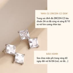 Bông Tai Đá Vuông NHÀ CÚ Đính Đá Cz Zircon 5A Cây Xỏ Bạc 925 Cao Cấp Phong Cách Đi Tiệc Sang Trọng 18422 2