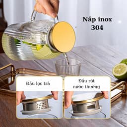 Bộ Bình Nước Thủy Tinh Chịu Nhiệt Bình Đựng Nước Kèm 6 Cốc Thủy Tinh Để Bàn Sang Trọng Dung Tích 1,6L_M119 4