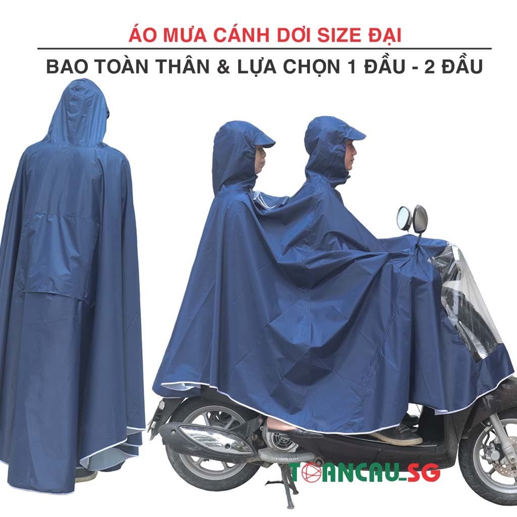 Áo mưa cánh dơi Size Đại bao toàn thân xe máy 2 đầu - 1 đầu + Áo mưa size to 5XL - Super Size