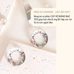 Bông Tai Hình Tròn NHÀ CÚ Bản To Cây Xỏ Bạc 925 Phong Cách Vintage Đi Tiệc 18051 2