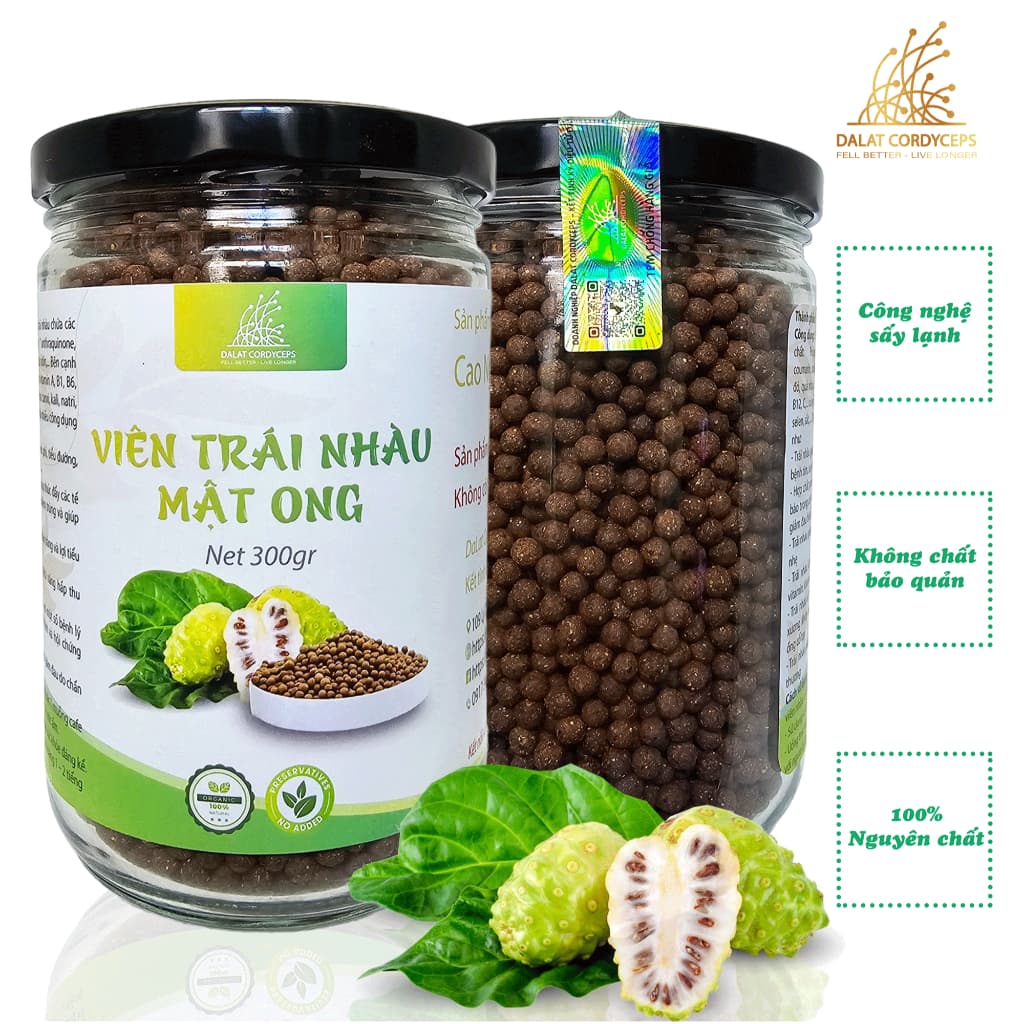 Viên thảo mộc trái nhàu mật ong Dalat Cordyceps