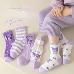 Sét 10 Đôi Tất Trẻ Em Sanrio Trẻ Em Tất Giai Điệu Kuromi Anime Tất Xuân Thu Đông Mềm Mại Thoáng Khí Bé Gái Quà Tặng 1