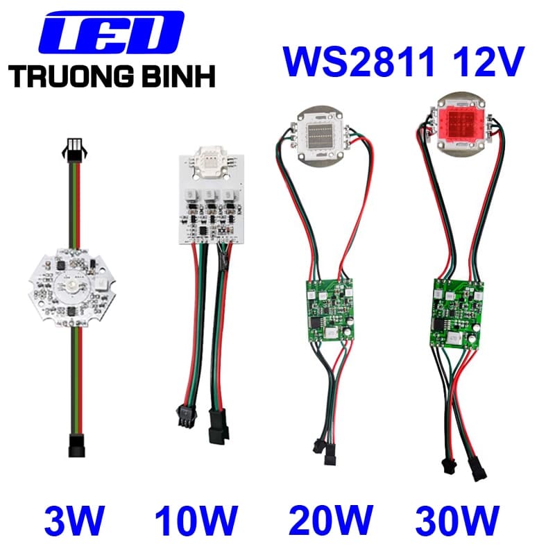 HẠT LED FULL MÀU ĐÈN PHA CÔNG SUẤT LỚN SIÊU SÁNG WS2811 12V 3W 10W 20W 30W CHO XE Ô TÔ XE MÁY