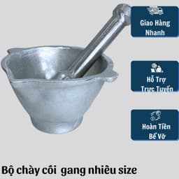 Bộ chày cối gang đúc nguyên khối-Cối Gang Bắc 1