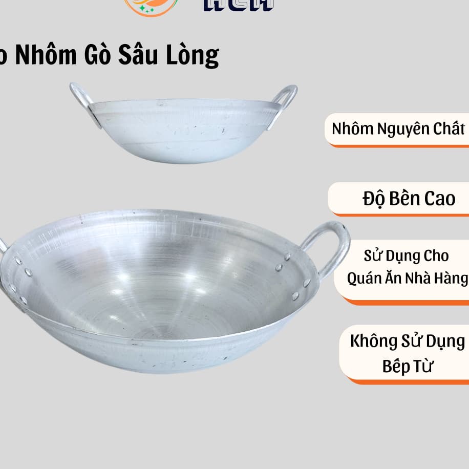 ( SIZE LỚN ) Chảo Nhôm Lớn-Chảo Nhôm Gò Cao Cấp Dùng Cho Quán Ăn Nhà Hàng