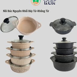 Nồi Chống Dính Đúc Kho Cá Thịt-Nồi Đúc Nguyên Khối Phủ Men Chống Dính Đáy Từ-Không Từ Neof 2