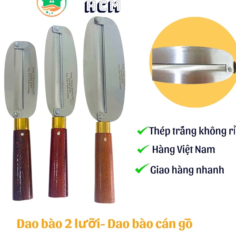 Daoo bào 2 lưỡi- dao ào cán gỗ thép trắng khổng rỉ