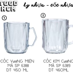 Cốc nhựa trong Chịu Nhiệt Cao 450ml,460ML Có Quai Cầm Uống Bia, cốc Nước, Cốc sinh tố 2