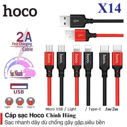 Cáp sạc nhanh 2.4A Hoco X14 dài 1M USb ra Micro/ Type-c/ Li@ght@ning 1