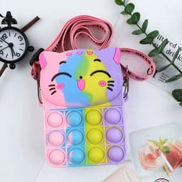 [Mới] Túi xách nữ đeo chéo silicon hình mèo cười, bong bóng pop-it thời trang dễ thương 4