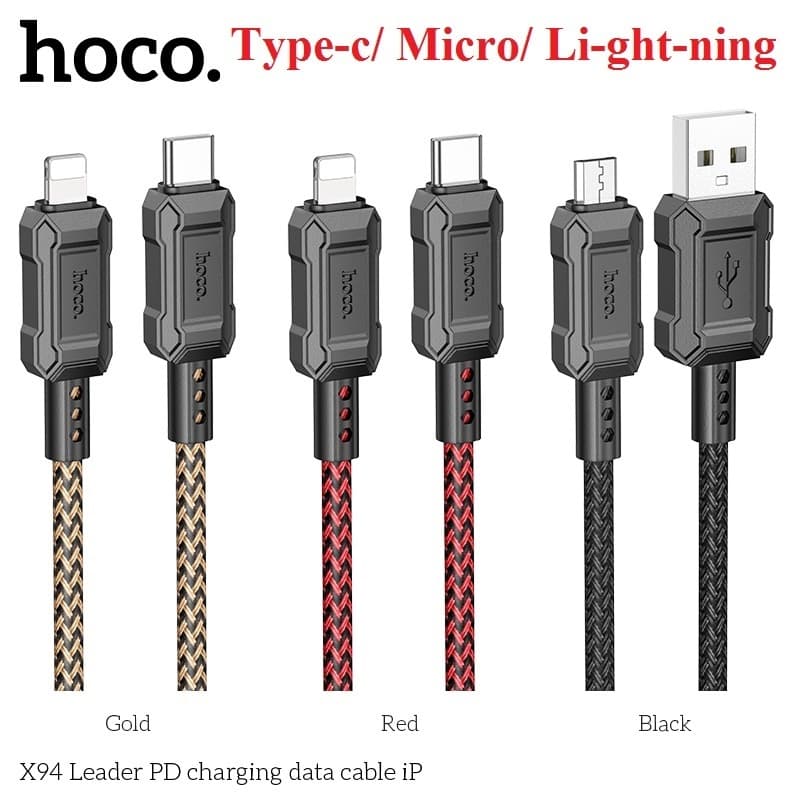 Cáp sạc nhanh Hoco X94/ X59 dài 1M/ 2M 2 đầu Type-c/ Micro/ Li@ght@ning chính hãng