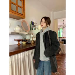 [Sẵn] Áo Blazer Dạ Tweed Dáng Dài Nữ Phong Cách Retro Hàn Quốc Đi Đà Lạt Thu Đông Chali AD2475 6