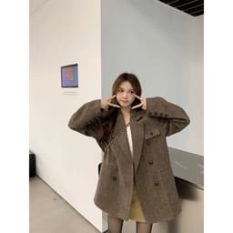 [Sẵn] Áo Blazer Dạ Tweed Dáng Dài Nữ Phong Cách Retro Hàn Quốc Đi Đà Lạt Thu Đông Chali AD2475 4
