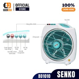 Quạt bàn đảo Senko BD1010 40W, Quạt hộp đảo gió chuyển hướng điện 3 cấp gió bảo hành 24 tháng 7