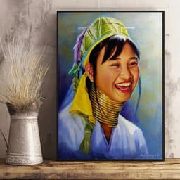 Tranh canvas treo tường cô gái dân tộc decor homestay khach sạn 60 x 90 cm 3