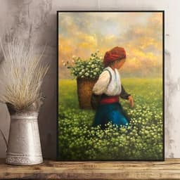 Tranh canvas treo tường cô gái dân tộc decor homestay khach sạn 60 x 90 cm 7