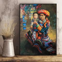 Tranh canvas treo tường cô gái dân tộc decor homestay khach sạn 60 x 90 cm 6