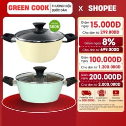 NỒI CHỐNG DÍNH VÂN ĐÁ 18CM GREEN COOK GCS226 - Nấu được tất cả các loại bếp | Giao màu ngẫu nhiên 1