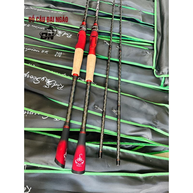 CẦN BỌ CẠP  ĐẠI NGÁO MẨU MỚI BẢN NÂNG CẤP CACBON XOẮN Cần Đứng Khoen đề ba cao to   ) LURE ( câu ao hồ) kèm khóa link