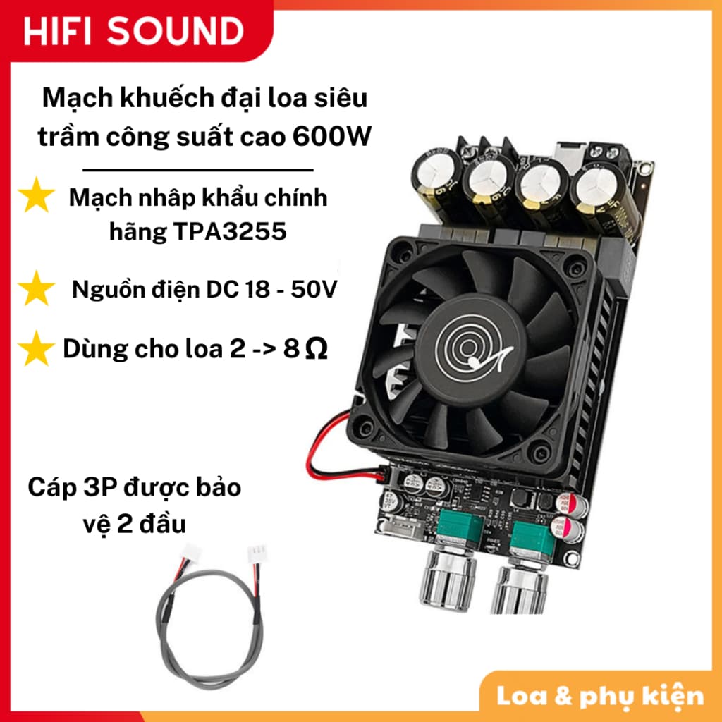 Mạch sub 600w, Mạch Siêu trầm Zk-6001 DC18-50V Loa siêu trầm