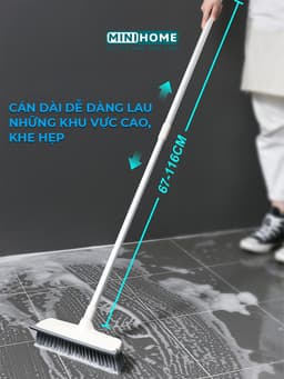 Cây quét sàn nhà tắm PTLUXURY đa năng 2 trong 1 chổi cọ nhà vệ sinh và gạt nước chổi gạt nước cán dài 125 cm 4