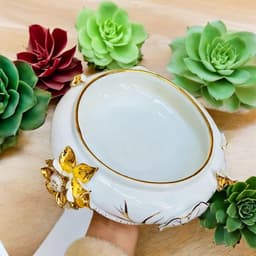 Bát thả hoa bạch ngọc RỒNG VIỆT, bát minh đường sứ trắng dát vàng cao cấp, độc đáo và sang trọng. 3