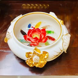Bát thả hoa bạch ngọc RỒNG VIỆT, bát minh đường sứ trắng dát vàng cao cấp, độc đáo và sang trọng. 6