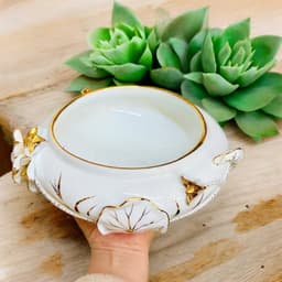 Bát thả hoa bạch ngọc RỒNG VIỆT, bát minh đường sứ trắng dát vàng cao cấp, độc đáo và sang trọng. 8