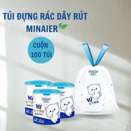 Cuộn 100 Túi Đựng Rác Minaier Tự Phân Hủy Có Dây Rút Chịu Lực Tốt, Không Gỉ Nước VH929 5