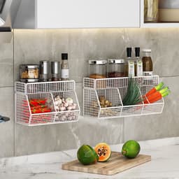 Kệ bếp để gia vị 3 ngăn 2 tầng, kệ để đồ đa năng, khay đựng gia vị hành tỏi dán tường chia ngăn tiện ích 1