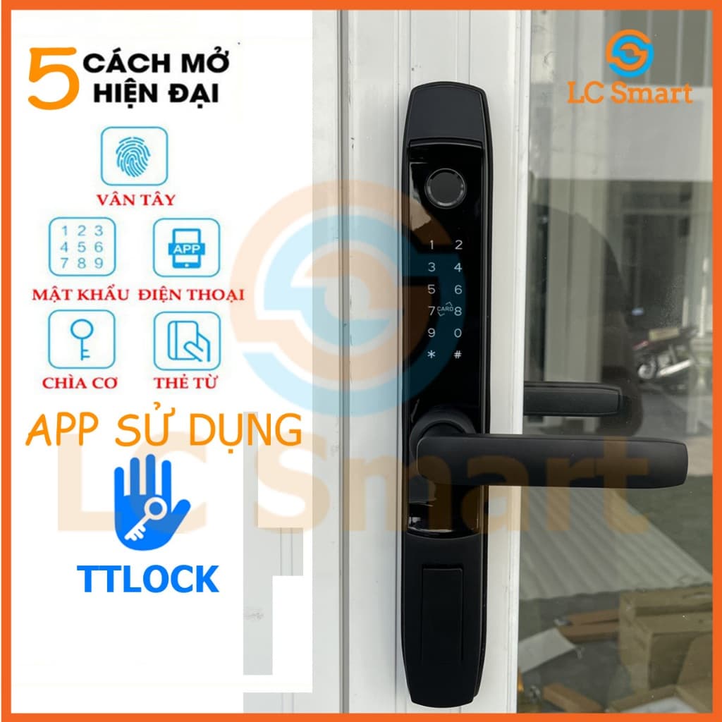 Khóa vân tay cửa nhôm Xingfa thông minh D1 dùng app TTLOCK - Phù hợp cửa nhôm XINGFA và cửa gỗ - BH 12 tháng