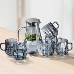 Bộ Bình Cốc Thủy Tinh Chịu Nhiệt Họa Nhám Sần 1L5 + 6 Cốc 260ML Có Viền Vàng 5