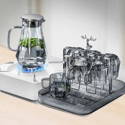 Bộ Bình Cốc Thủy Tinh Chịu Nhiệt Họa Nhám Sần 1L5 + 6 Cốc 260ML Có Viền Vàng 1