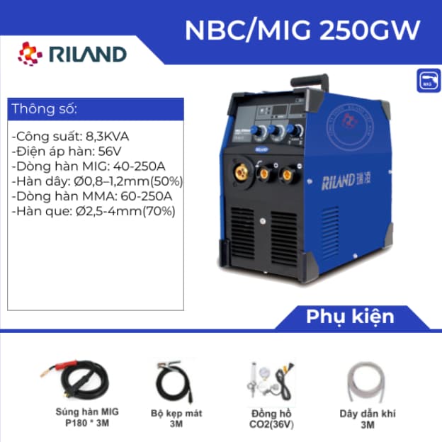 Máy hàn MIG NBC 250GW RILAND ( 380V ) MIG/QUE