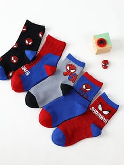Bộ 10 Đôi Tất Trẻ Em Tuổi 1-10, Cổ Cao Chất Cotton Hình Siêu Nhân Nhện Dễ Đeo, Thoáng Khí, Co Dãn Tối Ưu 6